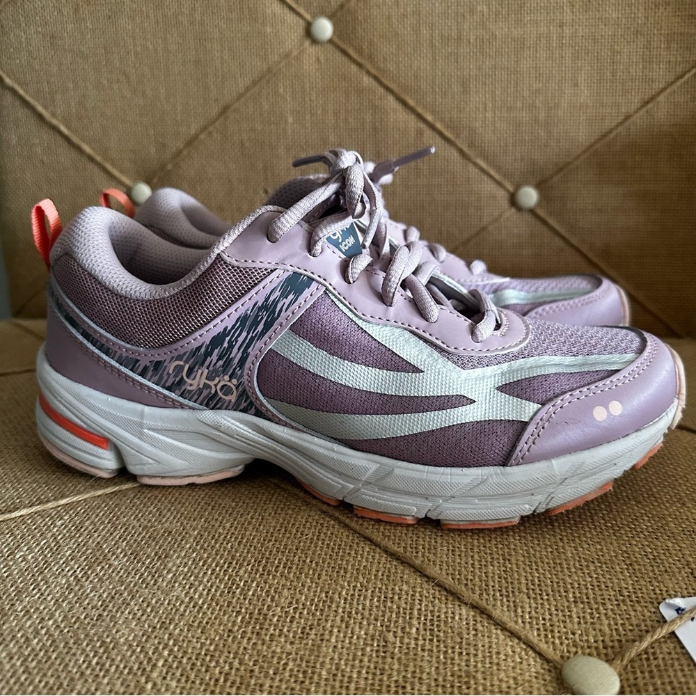 Ryka Icon Mesh Lace-Up Walking Sneakers Purple Shadow 7.5 M Wide
